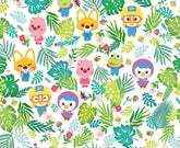 Tropical Little Penguin Pororo, Crong, Eddy, Loopy, Petty Korean Anime Character Fabric made in Korea by the Half Yard
